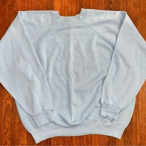 Vintage 80’s XXL Hanes Blank Sky Blue Long Sleeve Crewneck Sweatshirt